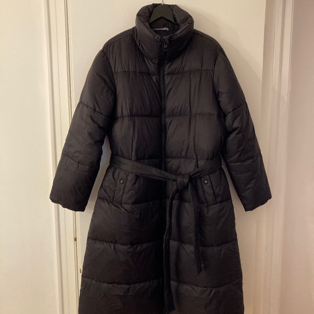 J Crew Tie Waist Long Puffer Size Large